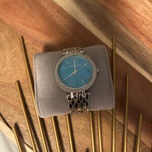 Michael Kors Silver Watch with Blue Dial